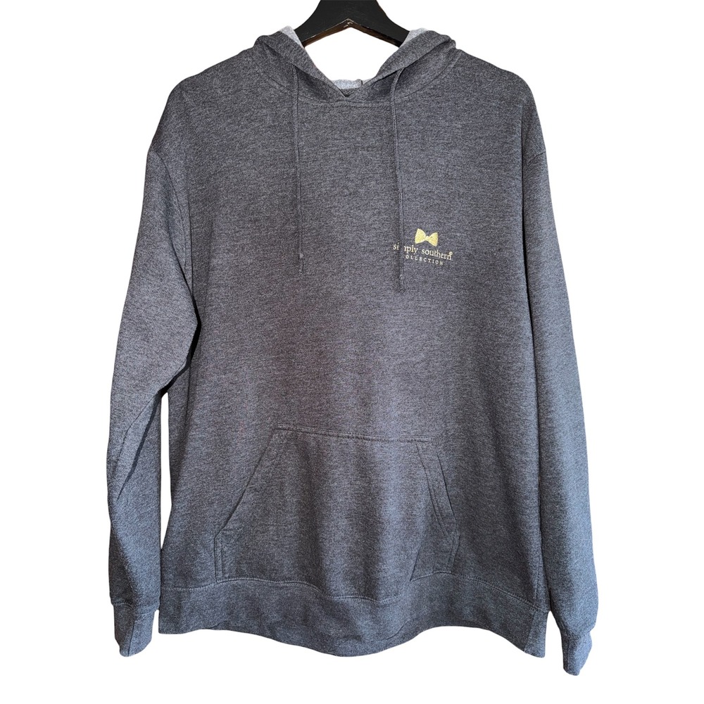 Simply Southern Womens XL Charcoal Gray Hoodie Coastal Glitter Preppy